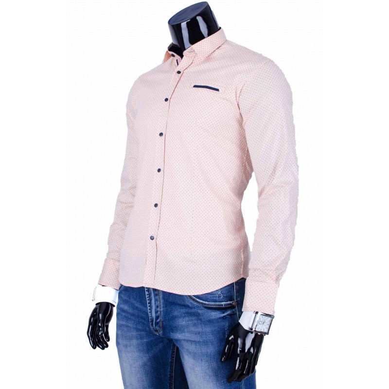 Pánska košeľa so vzorom (dq0006) - bledooranžová