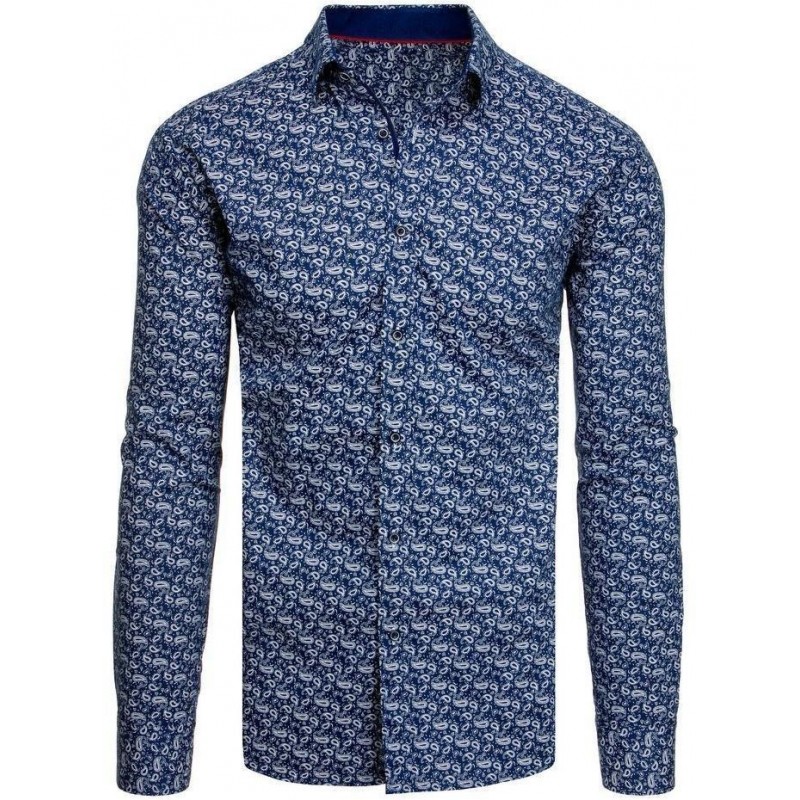 Pánska tmavomodrá košeľa so vzorom DX1942