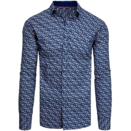 Pánska tmavomodrá košeľa so vzorom DX1942