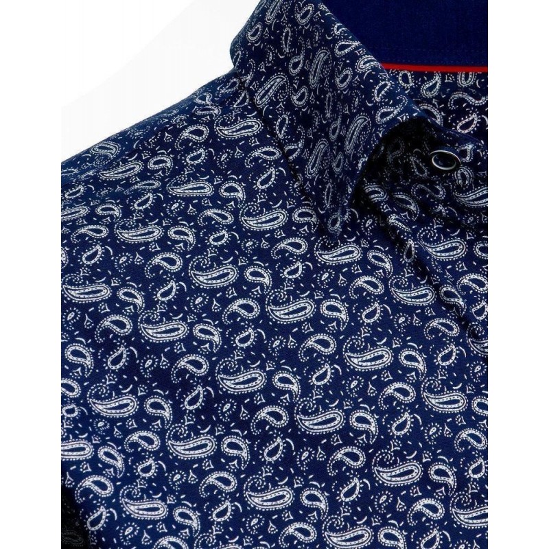 Pánska tmavomodrá košeľa so vzorom DX1942