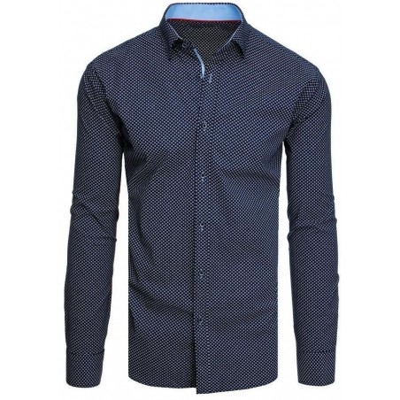 Tmavomodrá pánska casual košeľa so vzorom DX1943