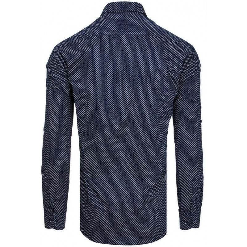 Tmavomodrá pánska casual košeľa so vzorom DX1943
