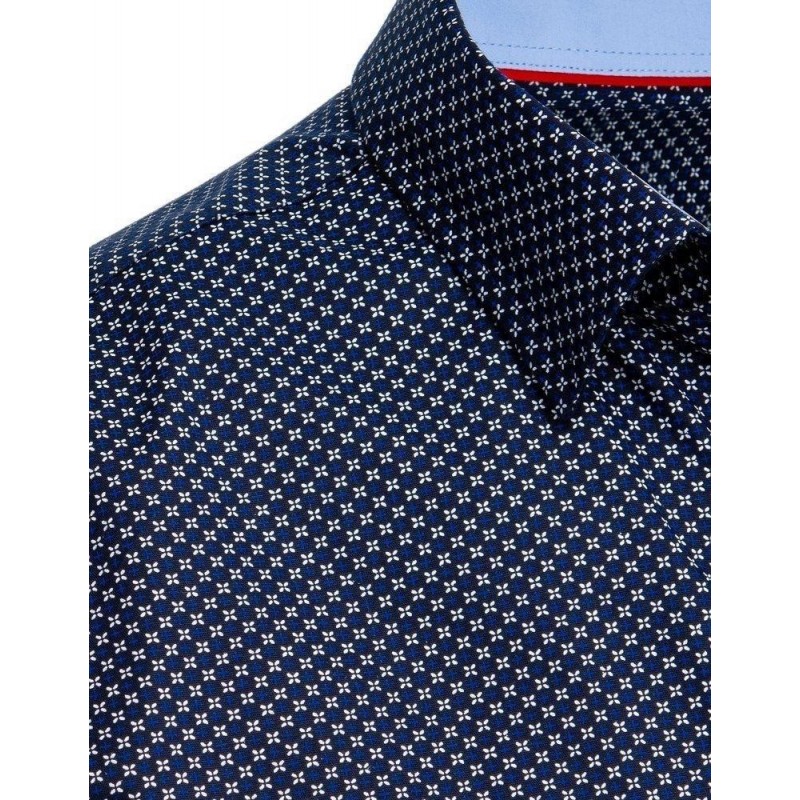 Tmavomodrá pánska casual košeľa so vzorom DX1943