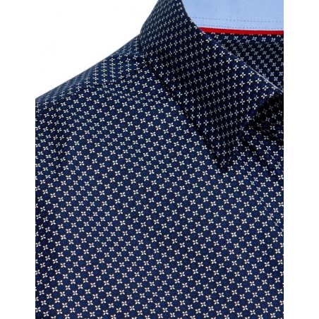 Tmavomodrá pánska casual košeľa so vzorom DX1943