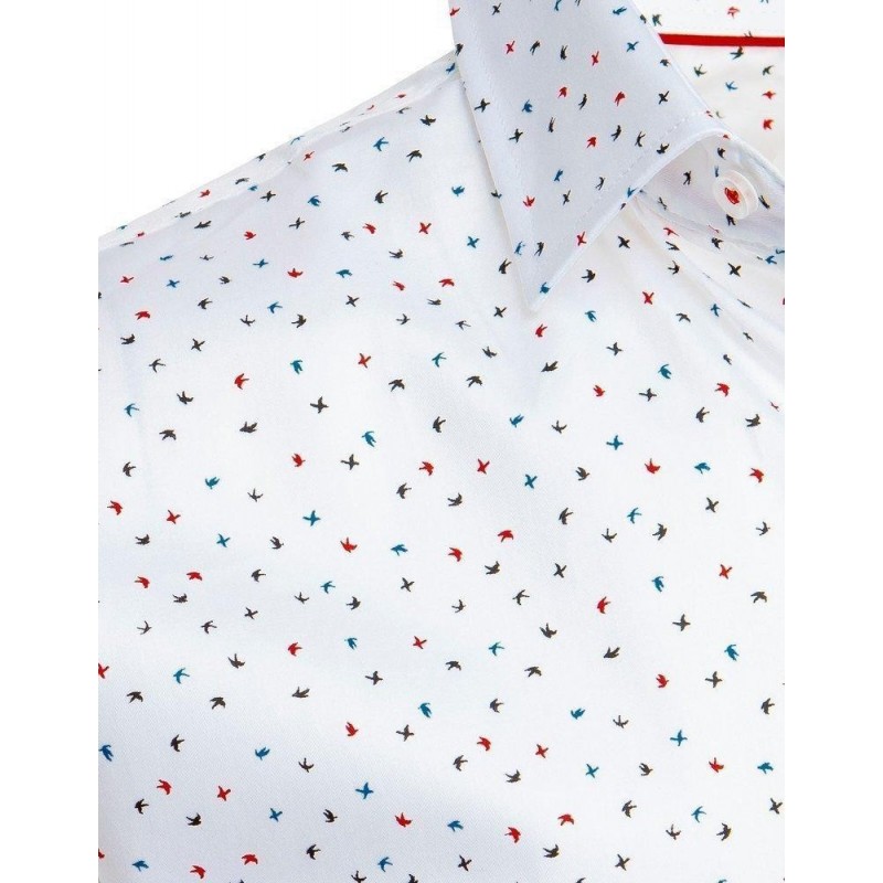 Pánska vzorovaná košeľa s dlhým rukávom DX1949 - biela