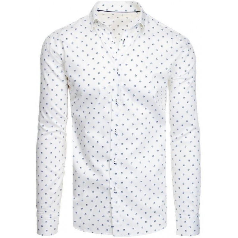 Biela košeľa so vzorom pre pánov DX1950