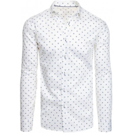 Biela košeľa so vzorom pre pánov DX1950