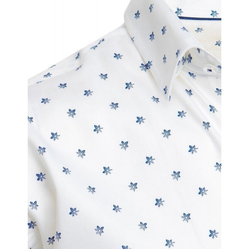 Biela košeľa so vzorom pre pánov DX1950