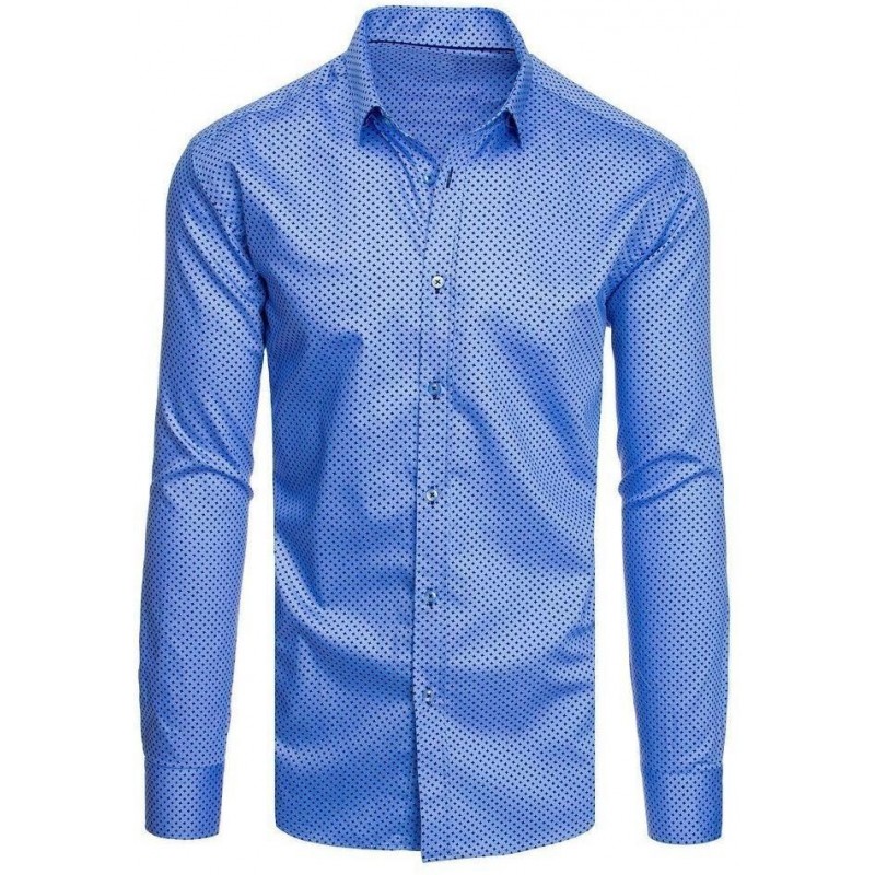 Modrá pánska košeľa so vzorom DX1952