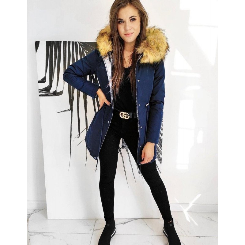 Dvojstranná dámska parka RENEVI 2v1 TY1464 - tmavomodrá