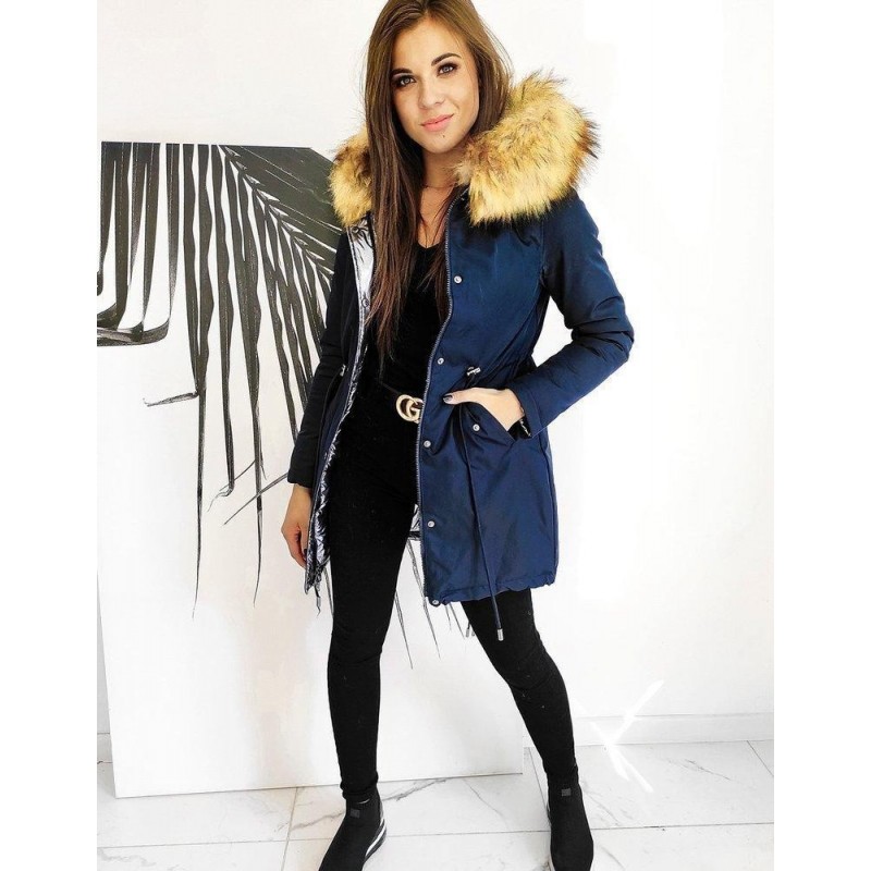 Dvojstranná dámska parka RENEVI 2v1 TY1464 - tmavomodrá