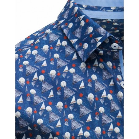 Pánska vzorovaná košeľa (dx1644) - modrá