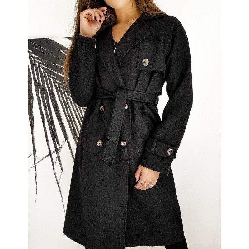 Dámsky dvojradový čierny kabát VILLA NY0375