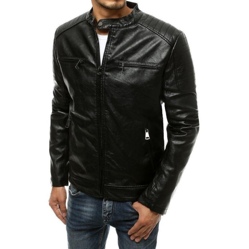 Čierna kožená bunda pre pánov TX3510