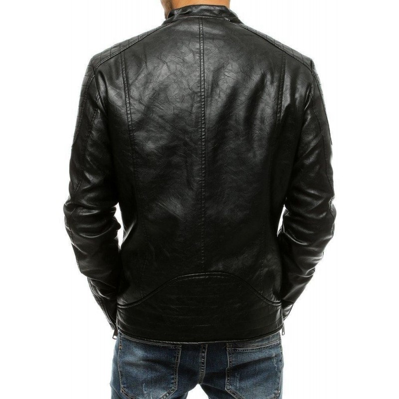 Čierna kožená bunda pre pánov TX3510