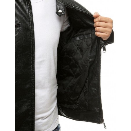 Čierna kožená bunda pre pánov TX3510