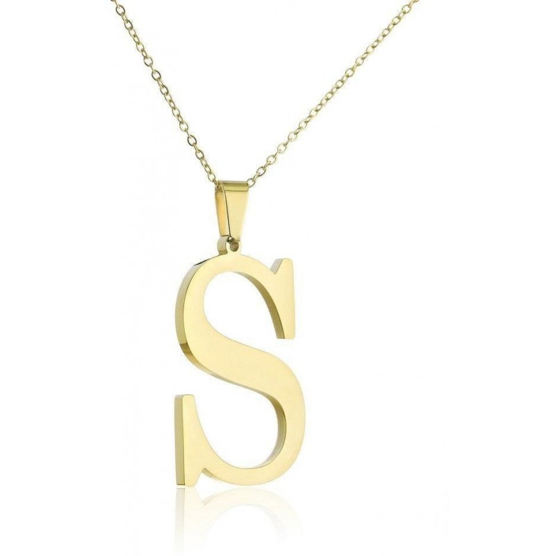 Zlatý dámsky náhrdelník s písmenkom "S" IY0052