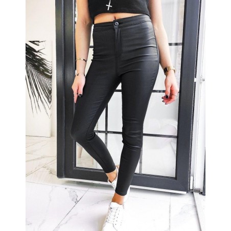 Čierny dámske voskované nohavice Skinny Fit LEGAL UY0597