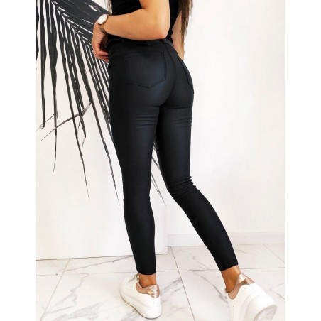 Čierne voskované nohavice pre dámy Slim Fit MISTIC UY0600