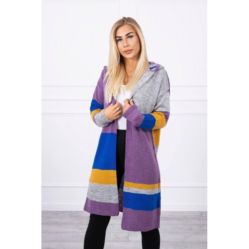 Dámsky pruhovaný sveter 2020-13 - fialový+modrý+sivý
