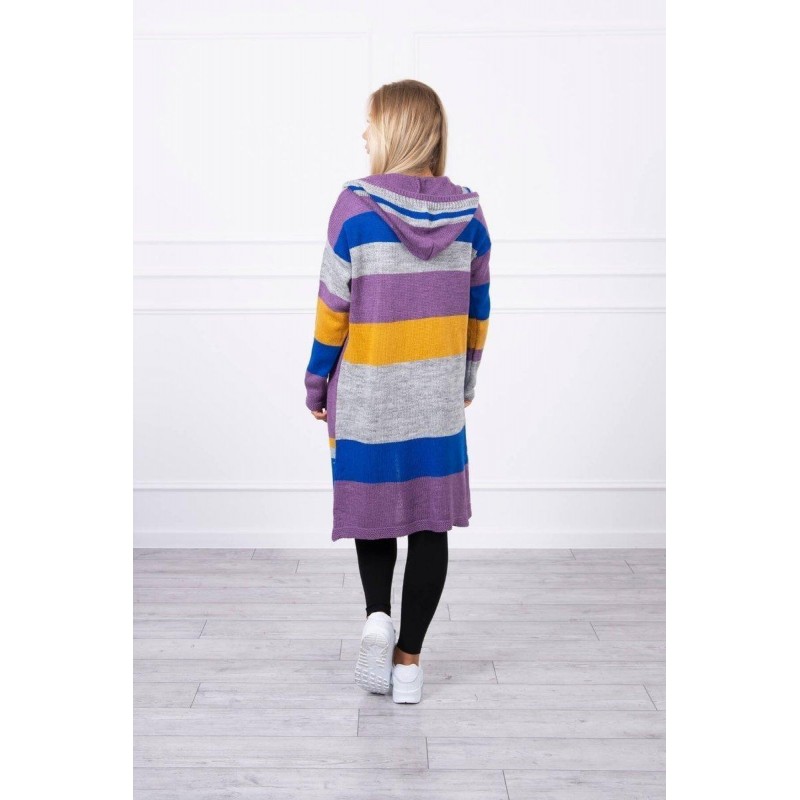 Dámsky pruhovaný sveter 2020-13 - fialový+modrý+sivý