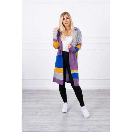 Dámsky pruhovaný sveter 2020-13 - fialový+modrý+sivý