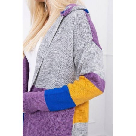 Dámsky pruhovaný sveter 2020-13 - fialový+modrý+sivý
