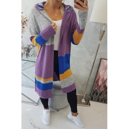 Dámsky pruhovaný sveter 2020-13 - fialový+modrý+sivý