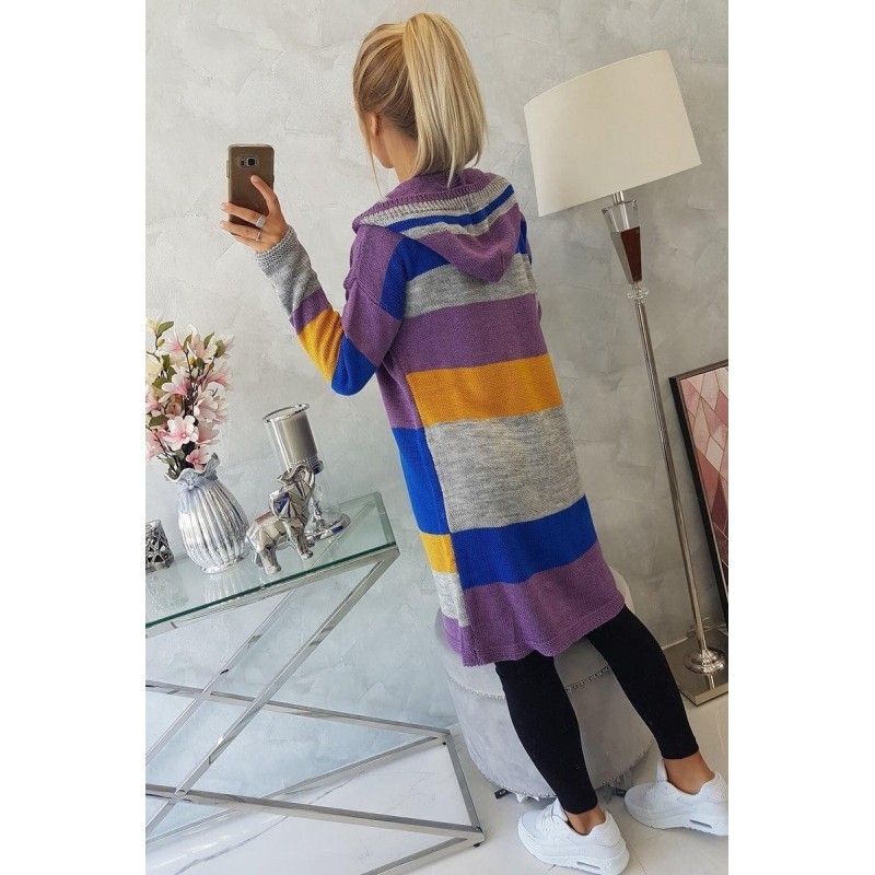 Dámsky pruhovaný sveter 2020-13 - fialový+modrý+sivý