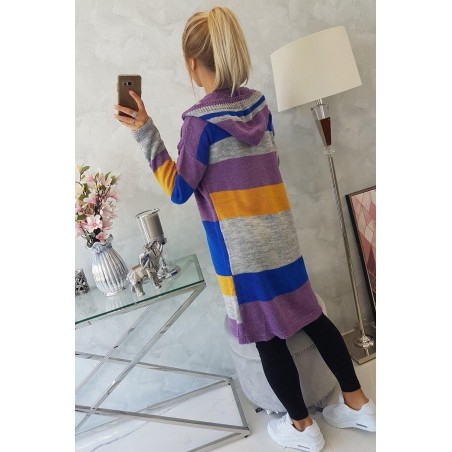 Dámsky pruhovaný sveter 2020-13 - fialový+modrý+sivý