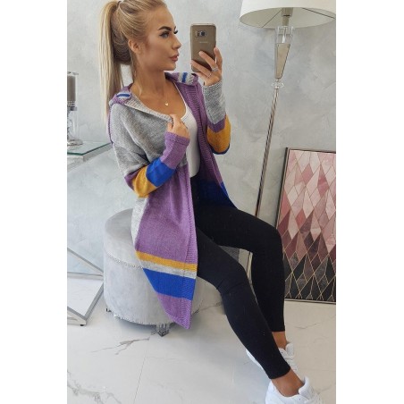 Dámsky pruhovaný sveter 2020-13 - fialový+modrý+sivý