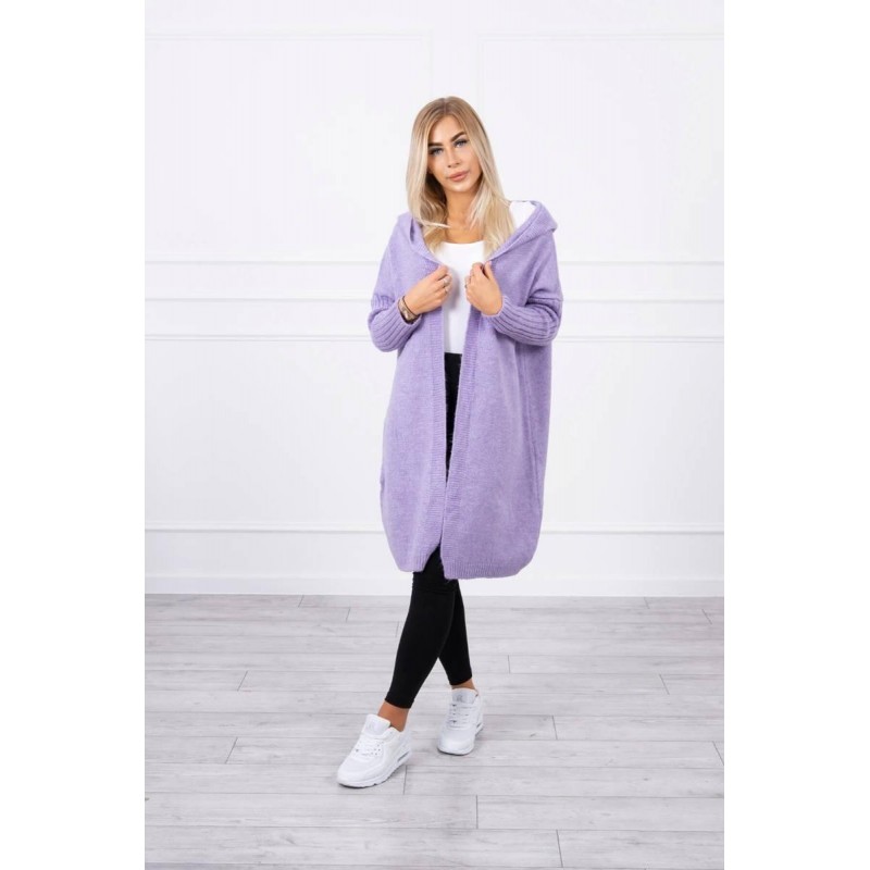 Dámsky kardigán s kapucňou 2020-14 - fialový