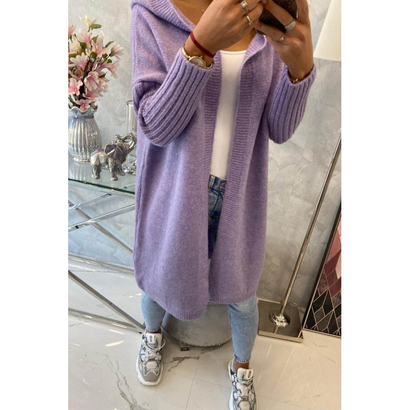 Dámsky kardigán s kapucňou 2020-14 - fialový
