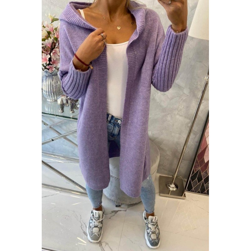 Dámsky kardigán s kapucňou 2020-14 - fialový