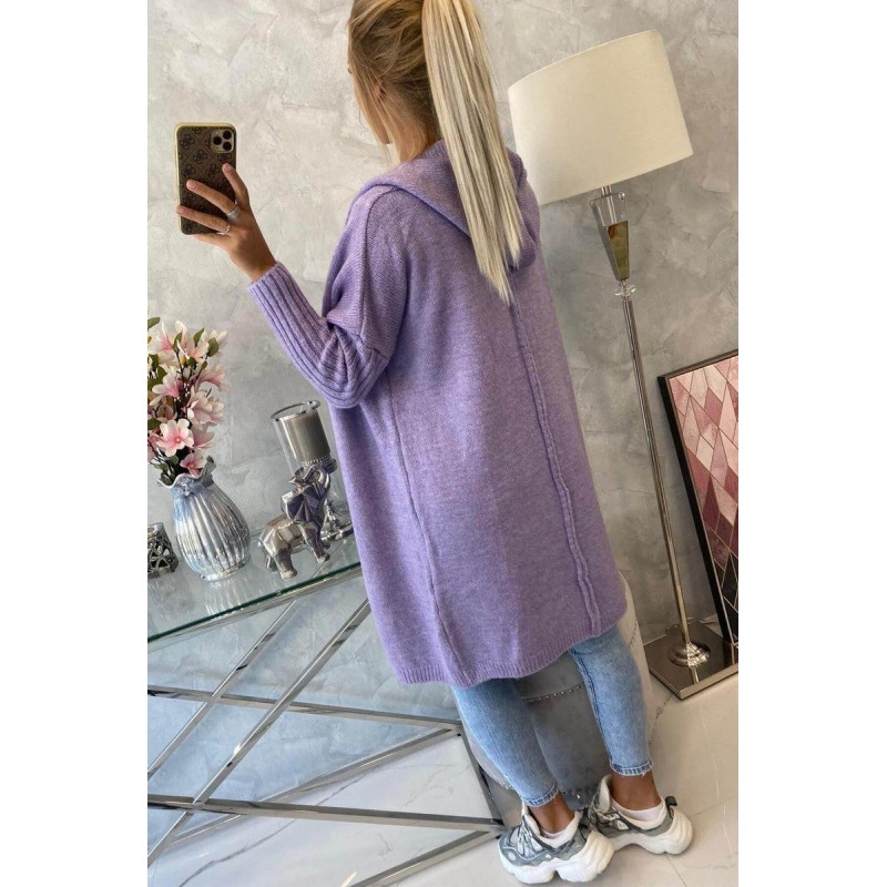 Dámsky kardigán s kapucňou 2020-14 - fialový