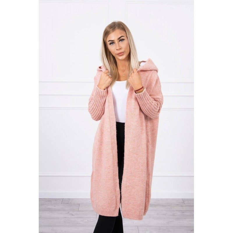 Dámsky kardigán s kapucňou 2020-14 - ružový