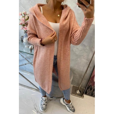 Dámsky kardigán s kapucňou 2020-14 - ružový