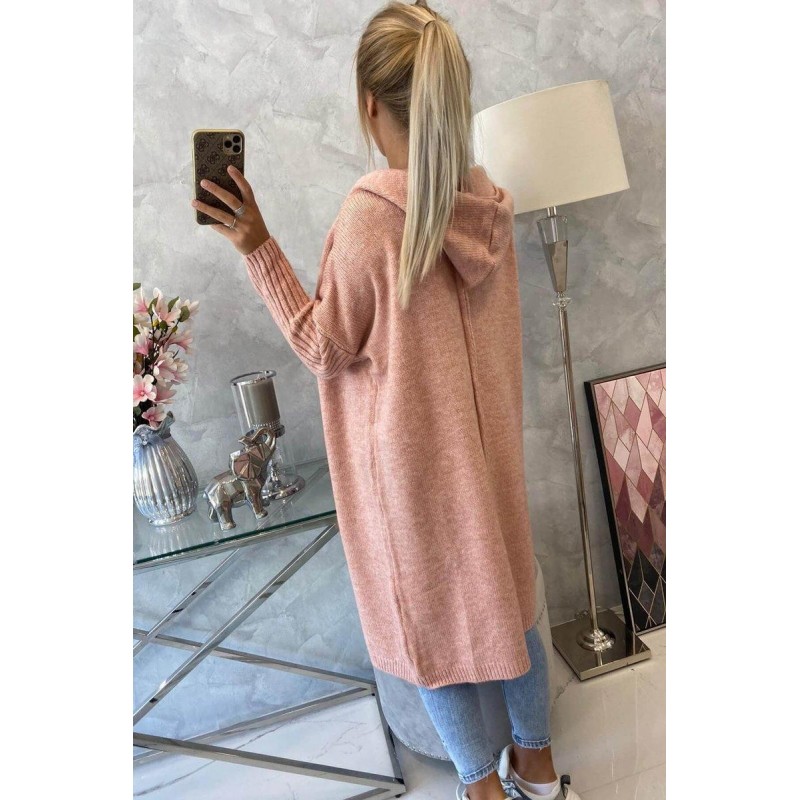 Dámsky kardigán s kapucňou 2020-14 - ružový
