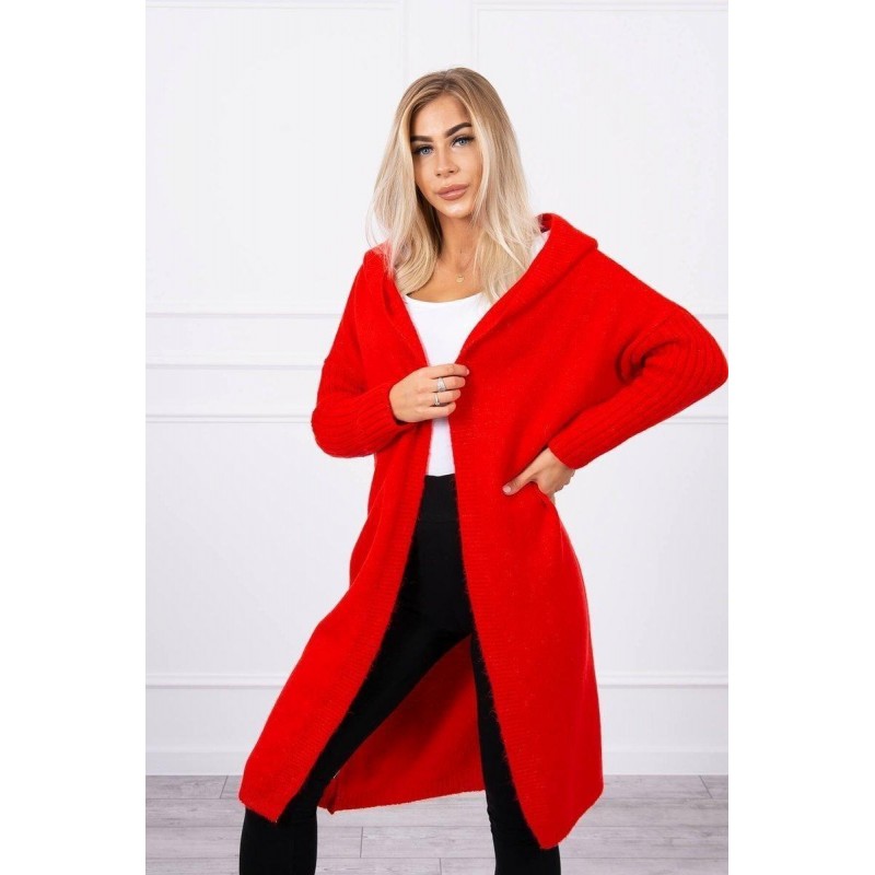 Dámsky kardigán s kapucňou 2020-14 - červený