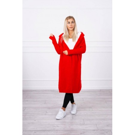 Dámsky kardigán s kapucňou 2020-14 - červený