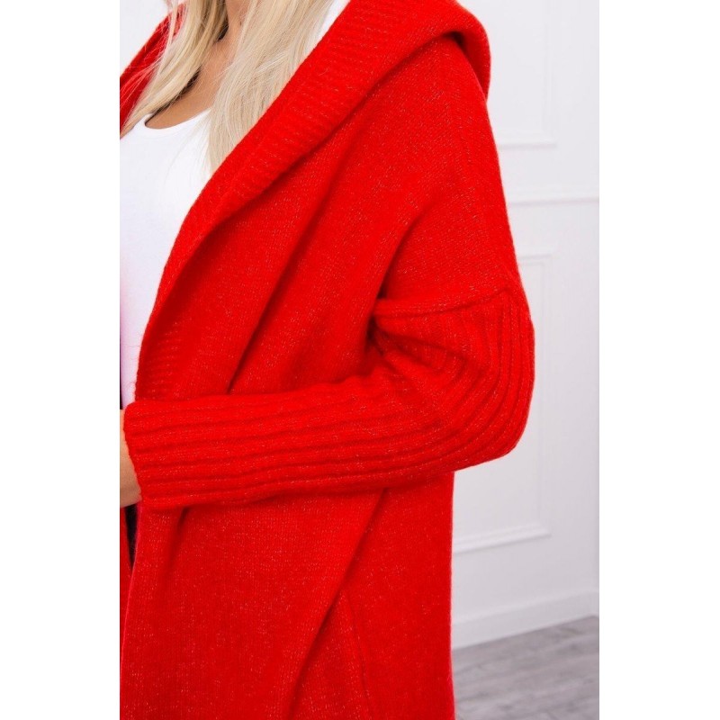 Dámsky kardigán s kapucňou 2020-14 - červený