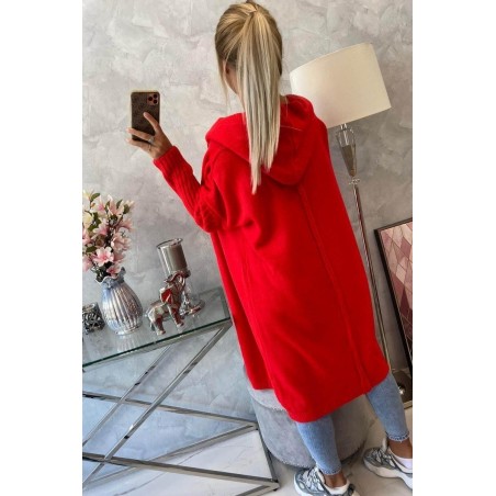 Dámsky kardigán s kapucňou 2020-14 - červený