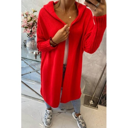 Dámsky kardigán s kapucňou 2020-14 - červený