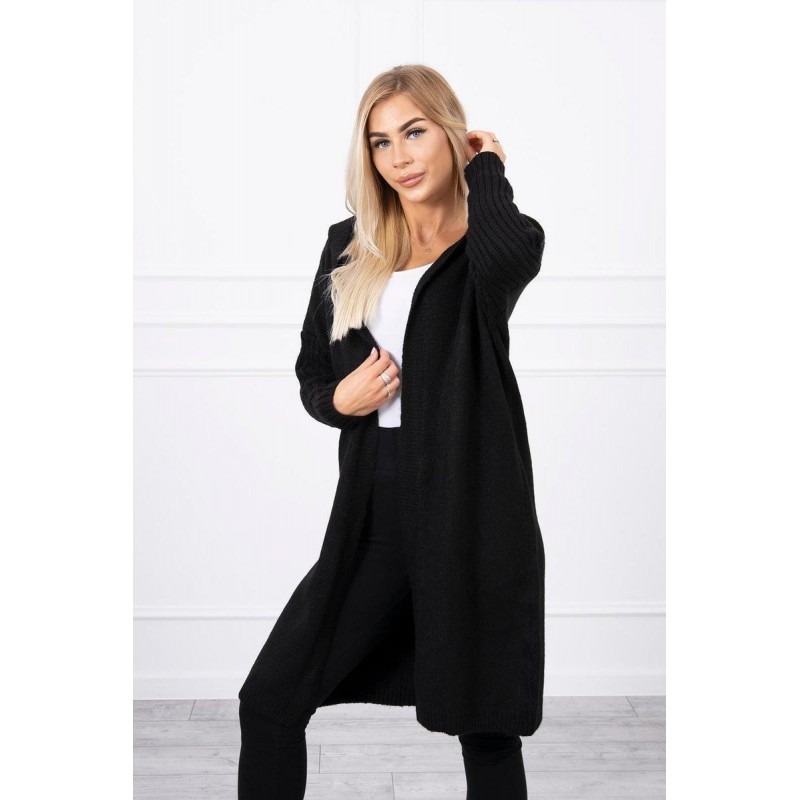 Dámsky kardigán s kapucňou 2020-14 - čierny