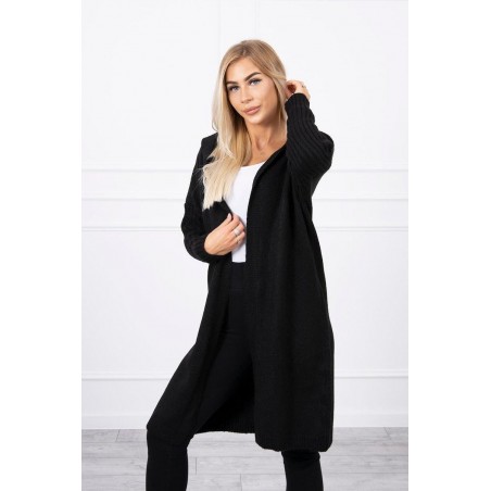 Dámsky kardigán s kapucňou 2020-14 - čierny