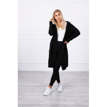 Dámsky kardigán s kapucňou 2020-14 - čierny