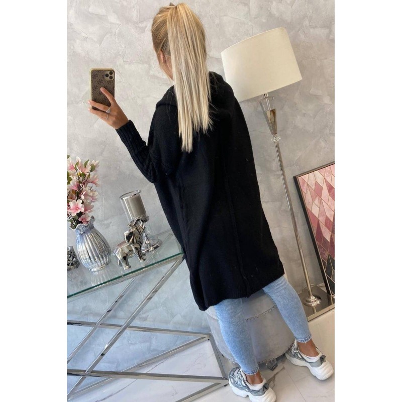 Dámsky kardigán s kapucňou 2020-14 - čierny