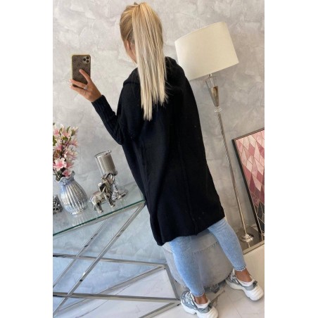Dámsky kardigán s kapucňou 2020-14 - čierny