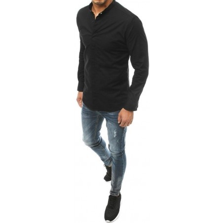 Pánska čierna košeľa s dlhým rukávom DX1898