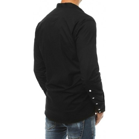 Pánska čierna košeľa s dlhým rukávom DX1898